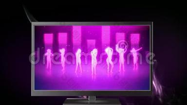 电脑显示数字动画舞蹈视频.